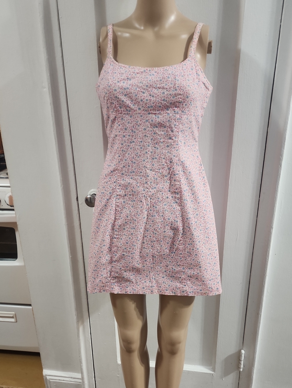 Vintage 1990s All That Jazz Mini Sundress Pink /Blue Floral Size 3/4 NWOT